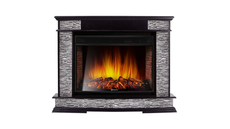 Портал Firelight Scala 30 камень сланец скалистый серый, шпон венге