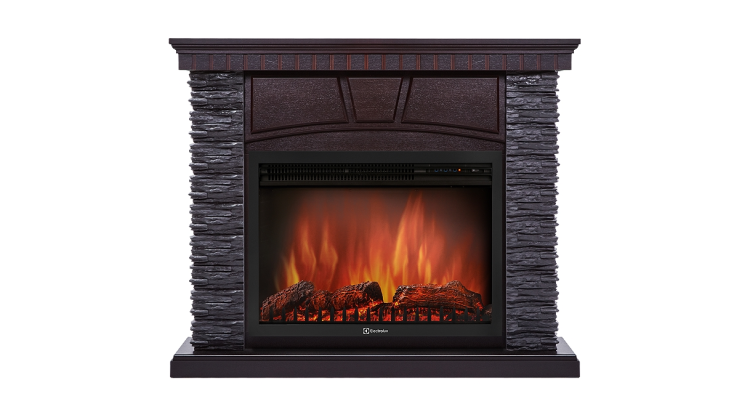 Портал Firelight Porto 30U (угловой) камень черный, шпон венге