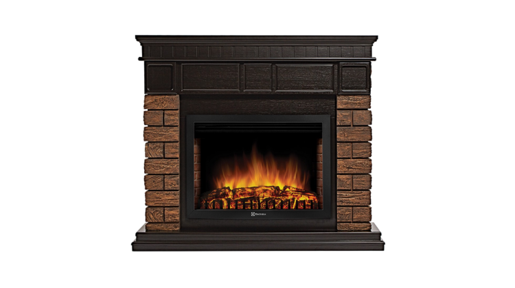Портал Firelight Bricks Wood 25 камень коричневый, шпон темный дуб