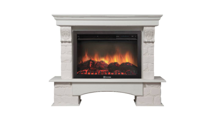 Портал Firelight Forte 30U (угловой) камень белый, шпон белёный дуб