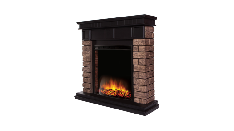Портал Firelight Bricks Wood Classic камень темный, шпон венге