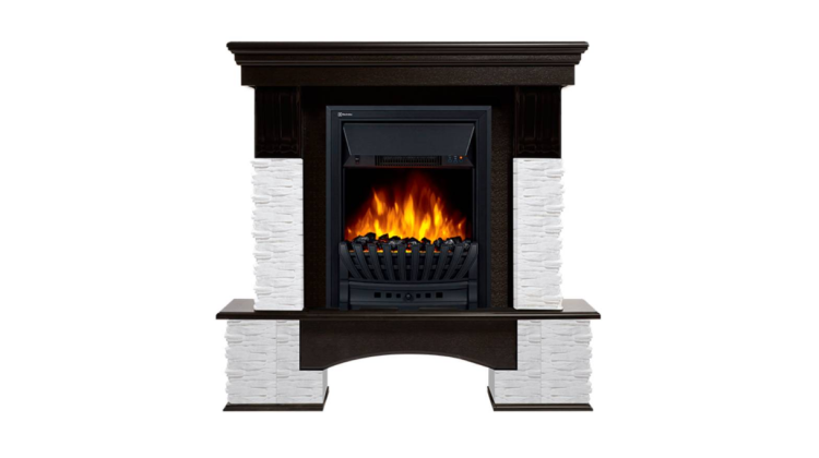 Портал Firelight Pietra Nuovo Classic камень сланец белый, шпон темный дуб